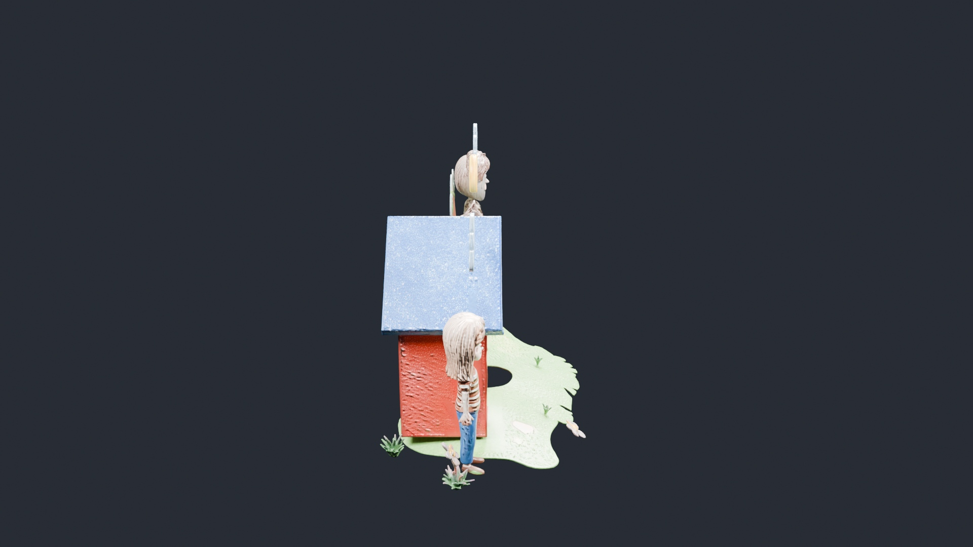 Stylized House and Characters Diorama - AI Generated 3D Model