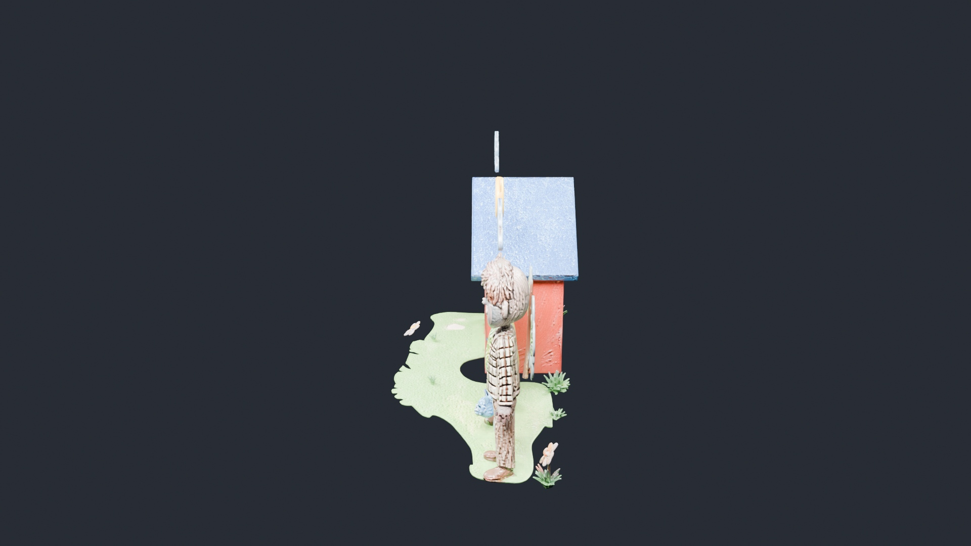 Stylized House and Characters Diorama - AI Generated 3D Model