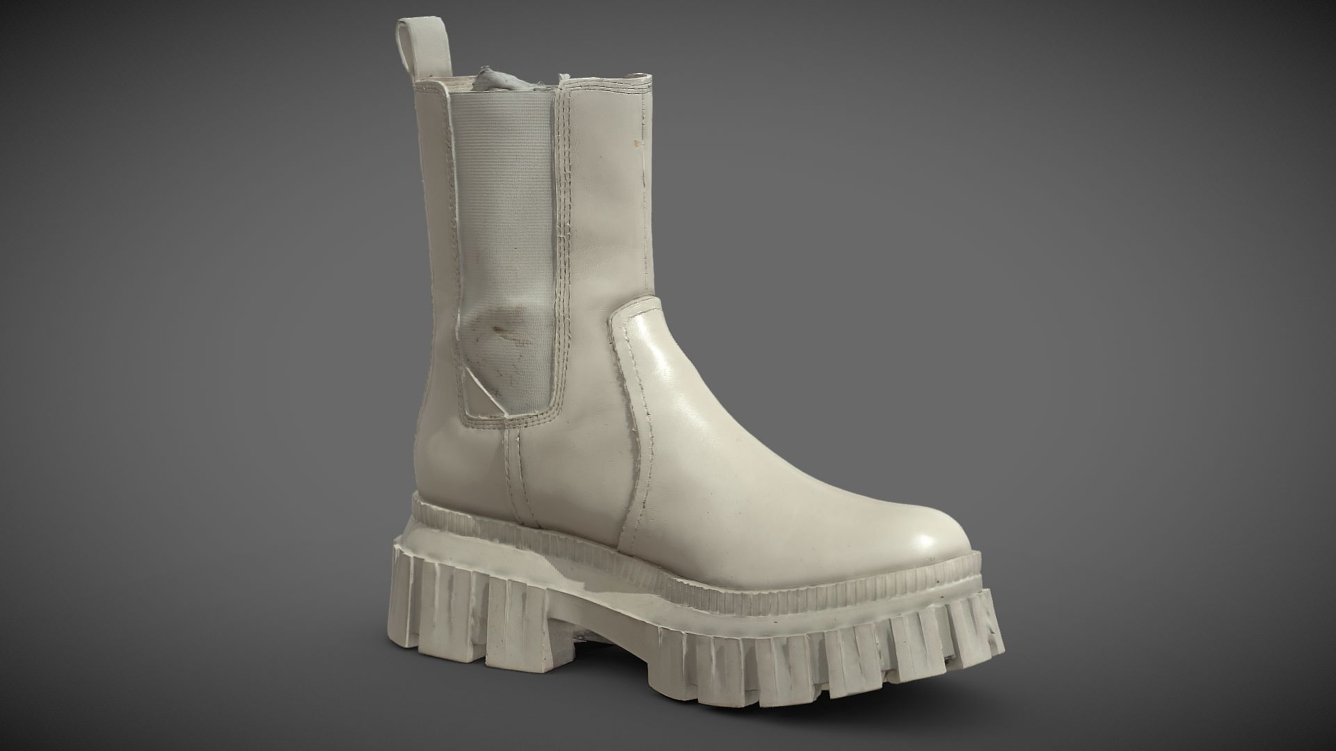 White Leather Boots 3D Model