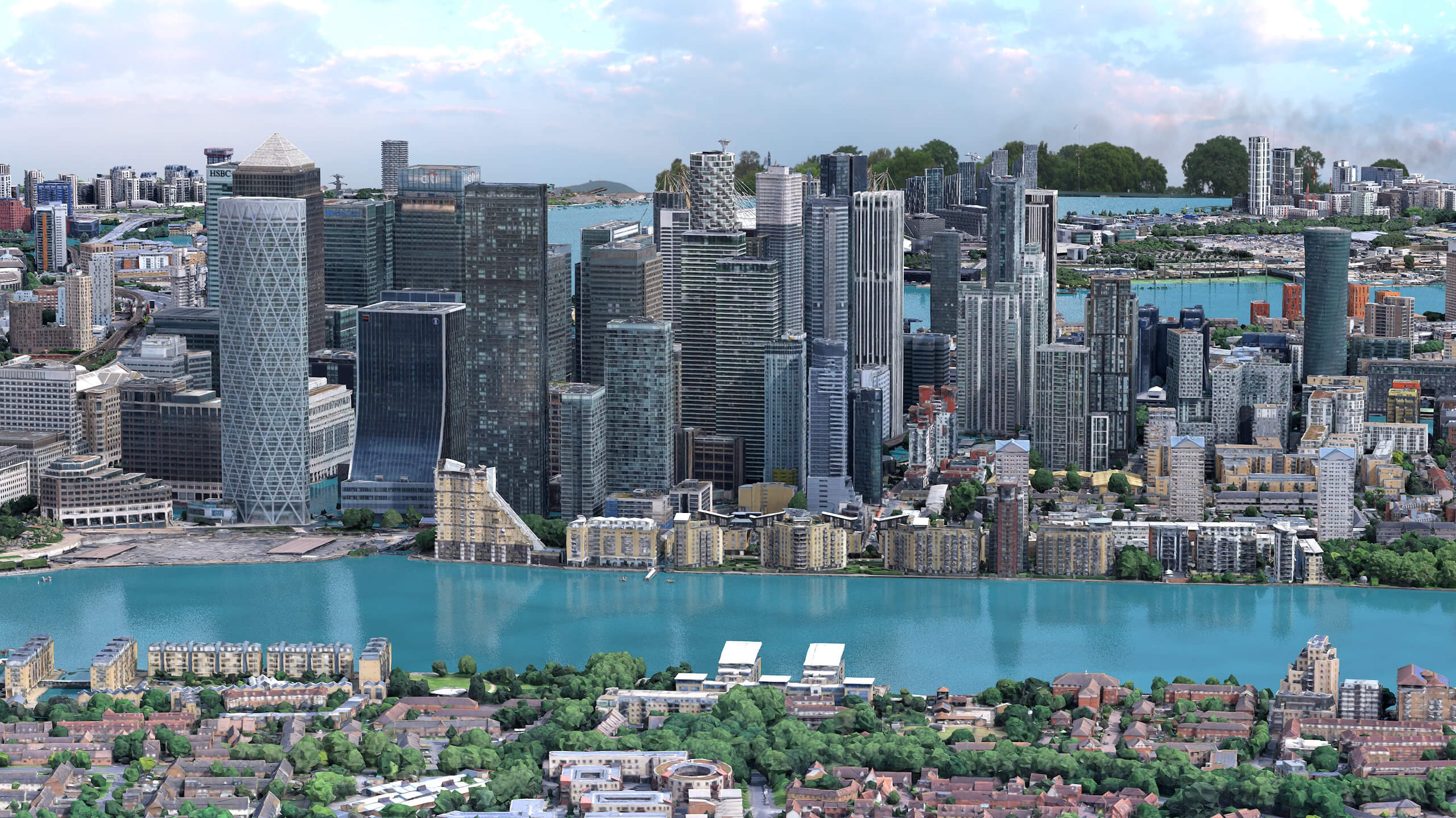 Canary Wharf London 3D Scan City Low-Poly 3D Model 3D Model