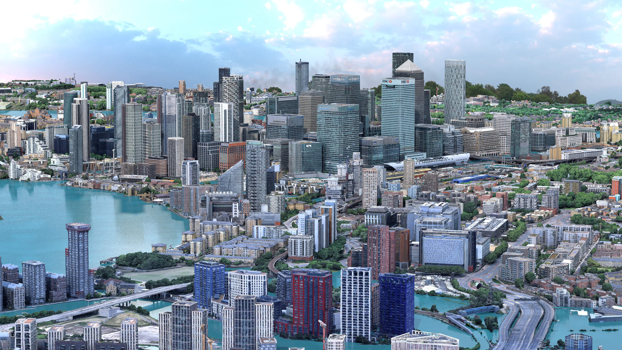 Canary Wharf London 3D Scan City Low-Poly 3D Model 3D Model