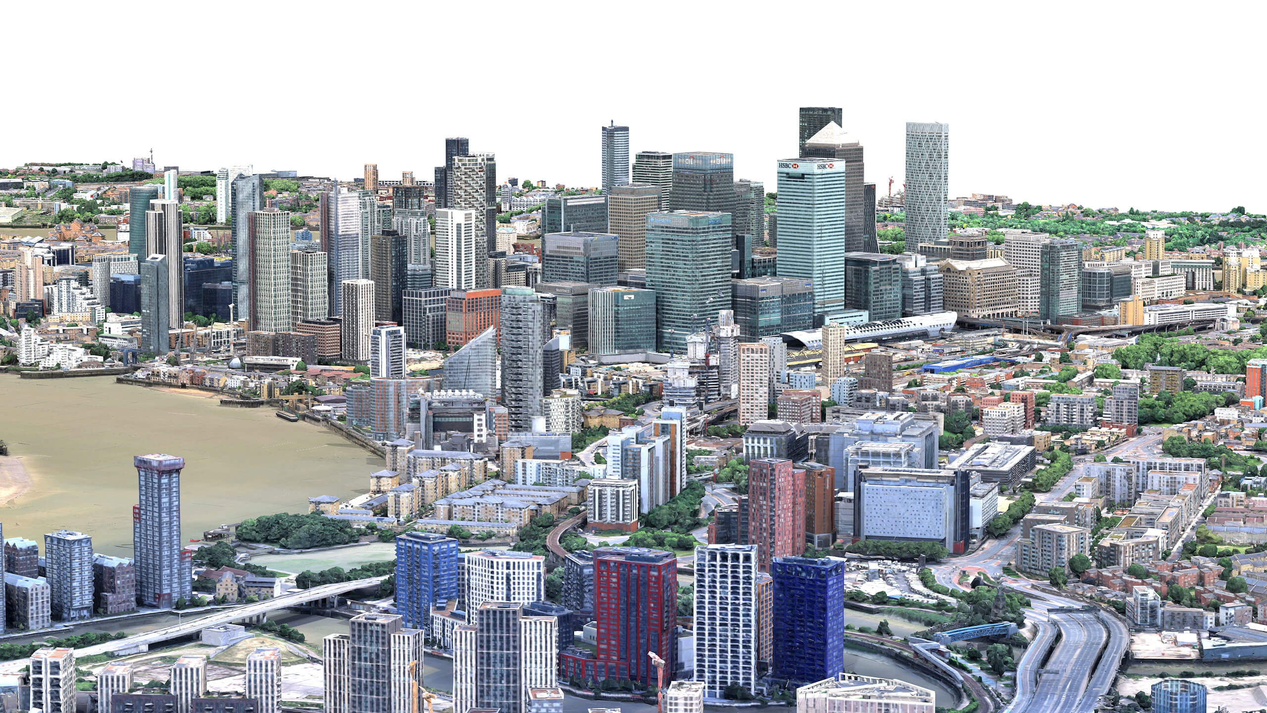 Canary Wharf London 3D Scan City Low-Poly 3D Model 3D Model