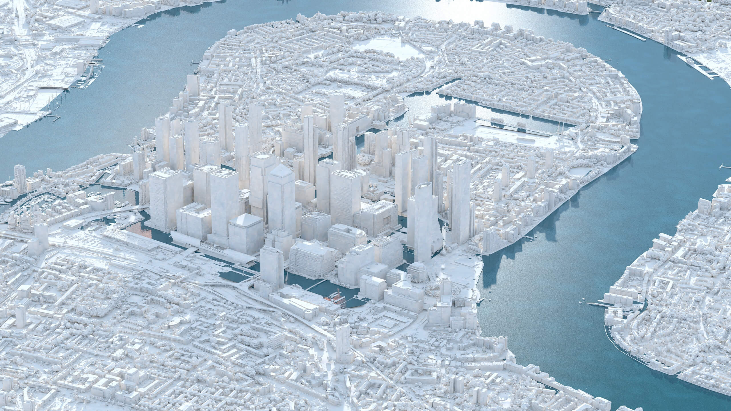 Canary Wharf London 3D Scan City Low-Poly 3D Model 3D Model