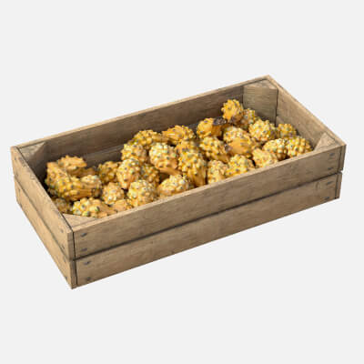Dragon Fruit Yellow Wooden Crate