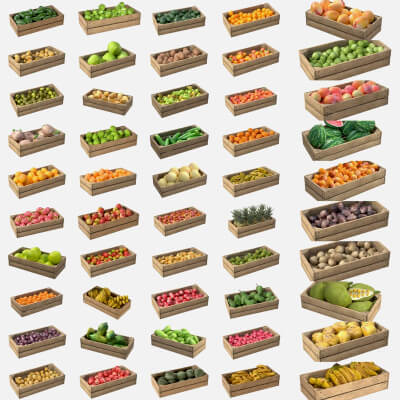Fruits Wooden Crate Collection 50
