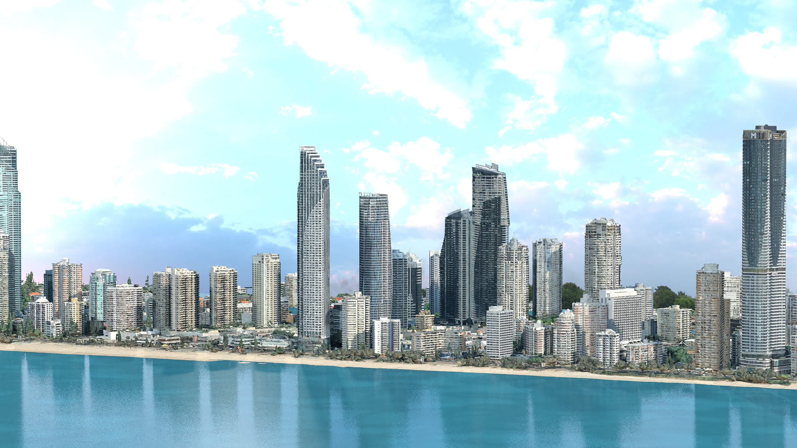 Gold Coast Beach 3D Scan Model Australia Low-Poly 3D Model 3D Model