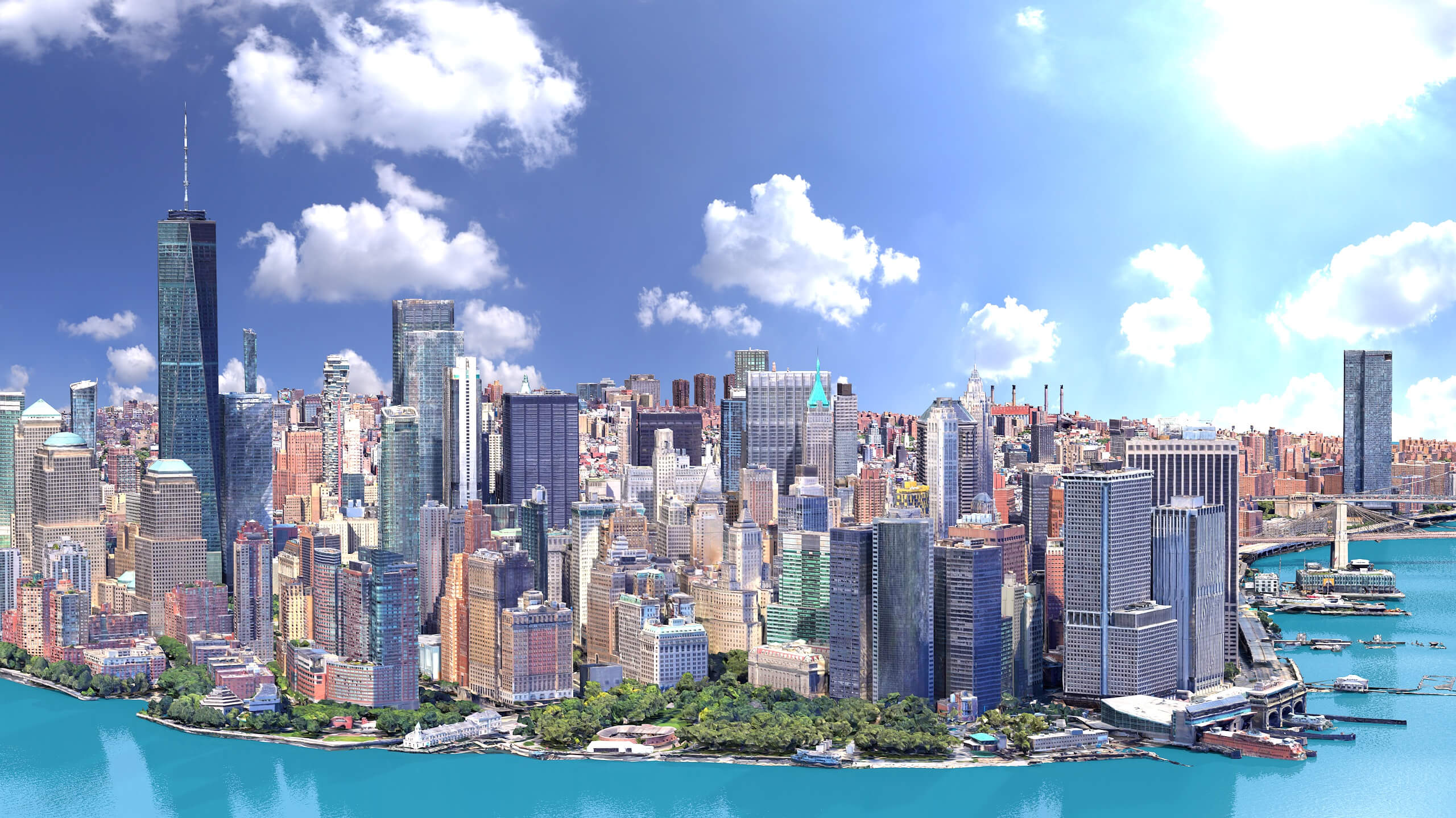 Lower Manhattan City Low-Poly 3D Model 3D Model