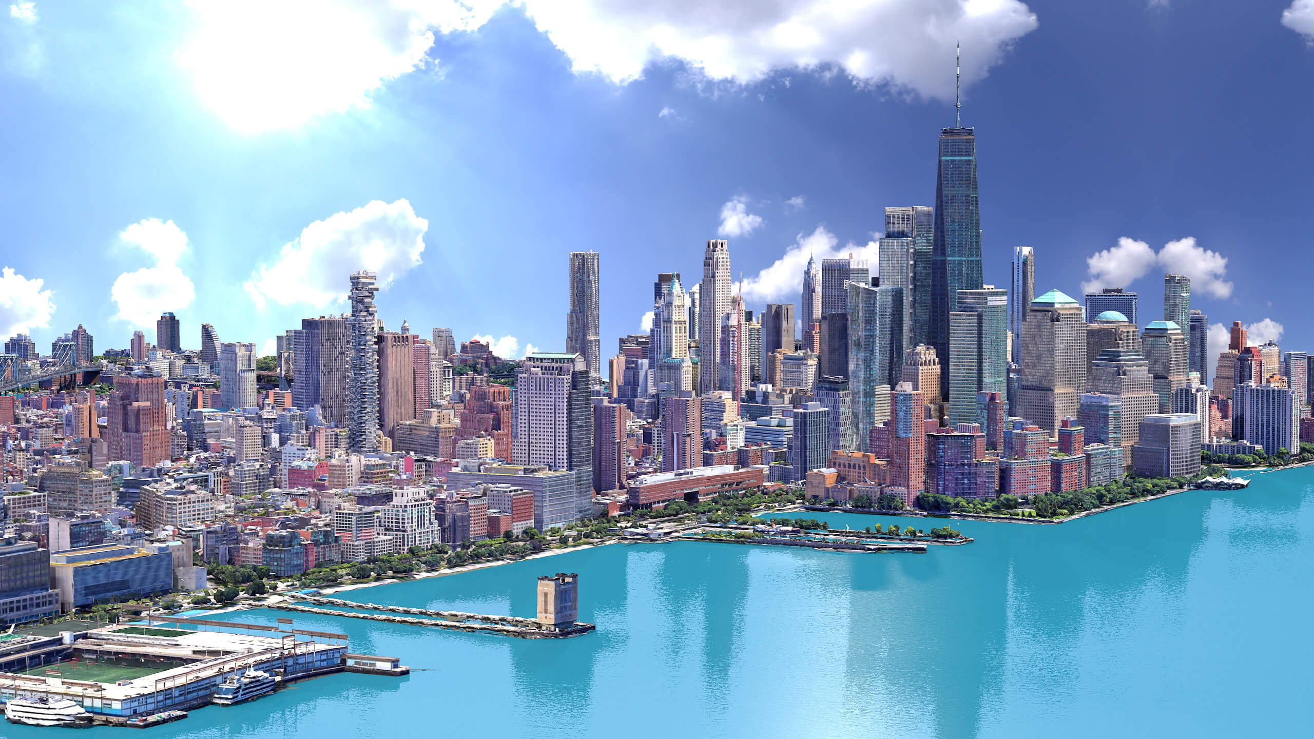 Lower Manhattan City Low-Poly 3D Model 3D Model