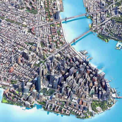 Lower Manhattan City Low-Poly 3D Model