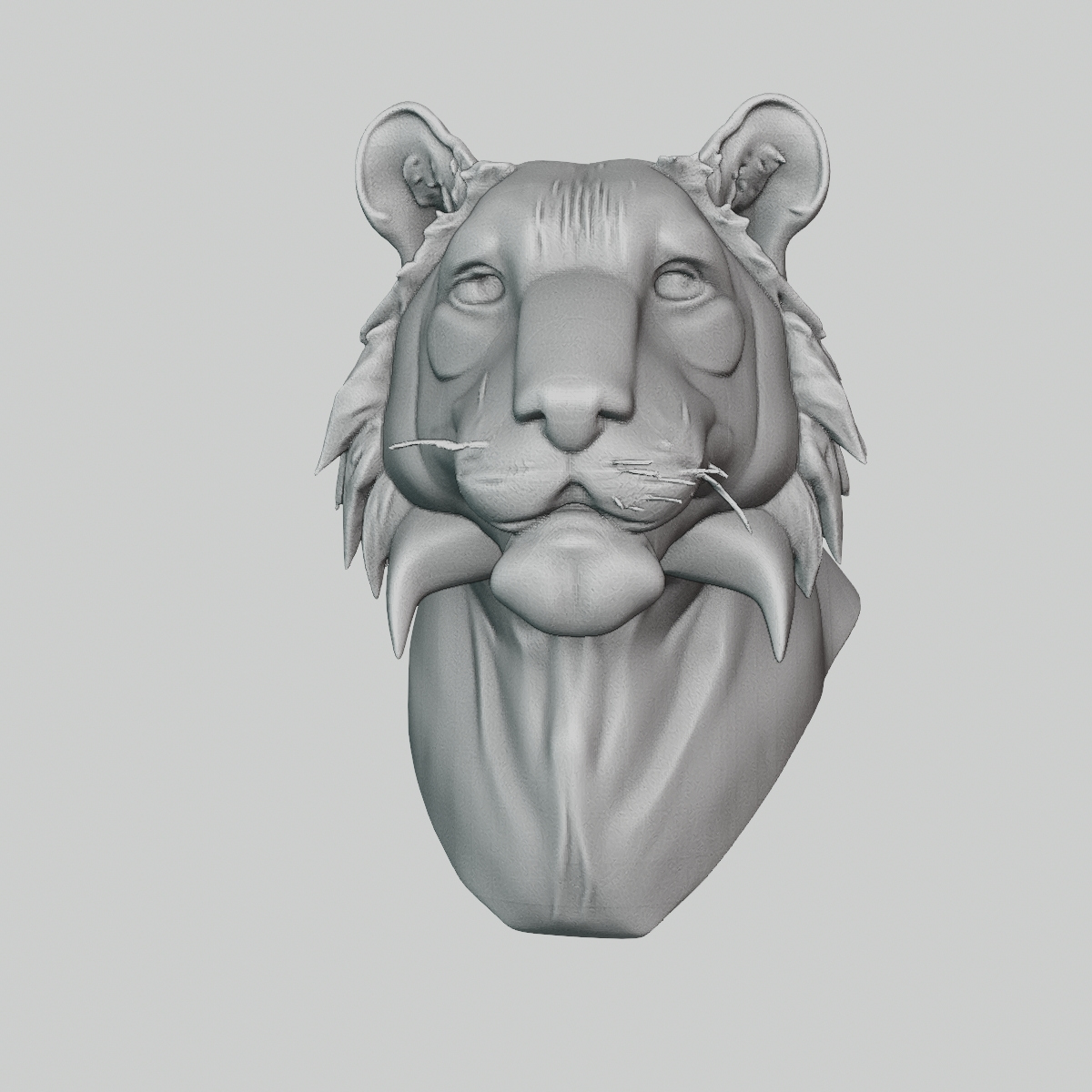 3D Bengal Tiger Bust &ndash Realistic Wildlife Predator Scu 3D Model