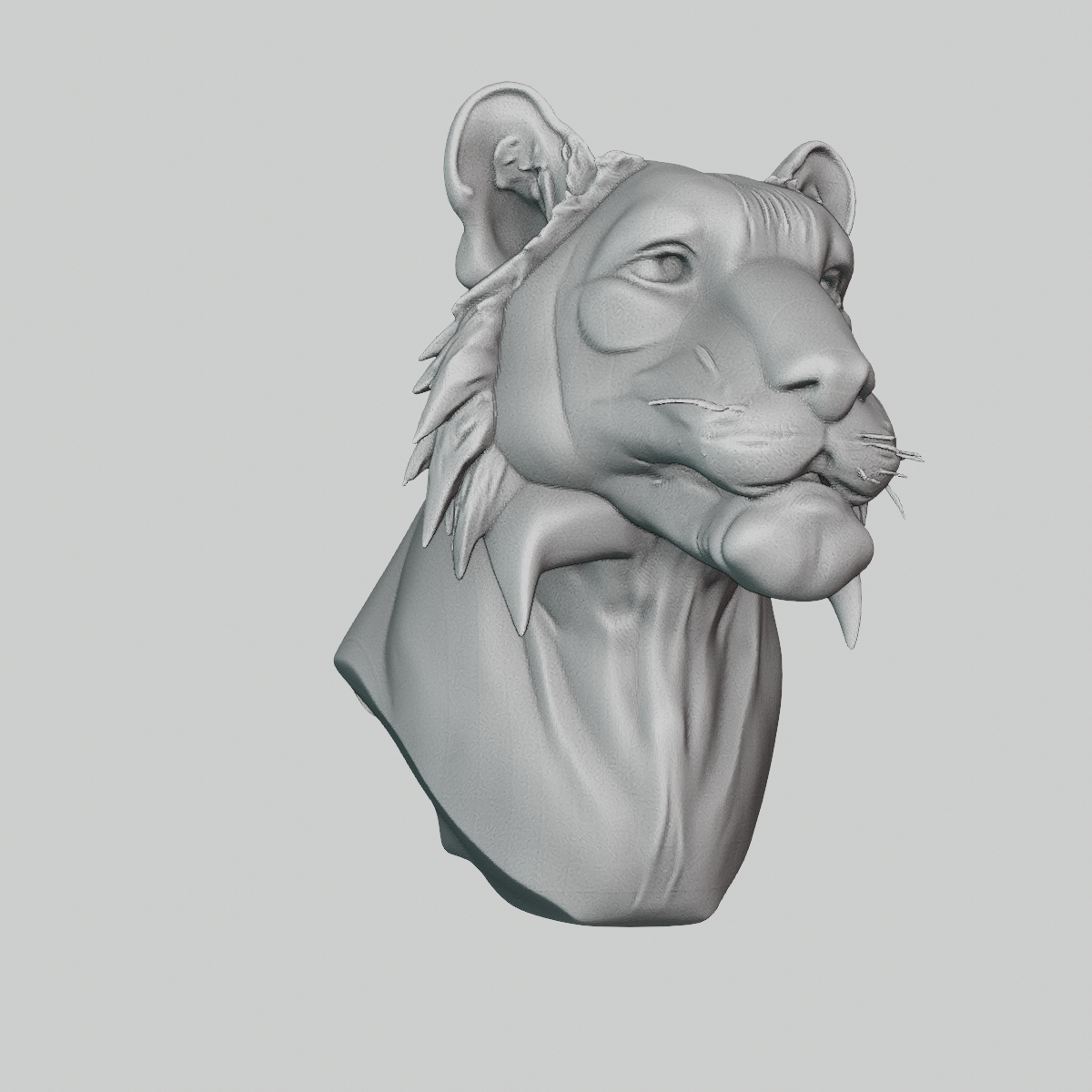 3D Bengal Tiger Bust &ndash Realistic Wildlife Predator Scu 3D Model