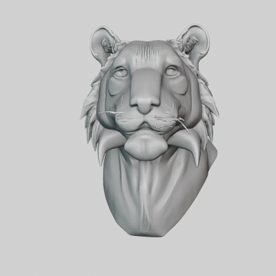 3D Bengal Tiger Bust – Realistic Wildlife Predator Scu