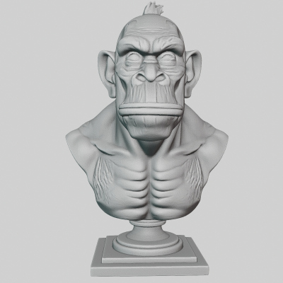Bored Ape Bust 3d Model – Stylized Ape Head Sculpture