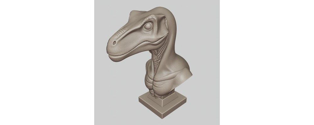 Velociraptor Bust 3D Model - Realistic Dinosaur Head Sculptu 3D Model
