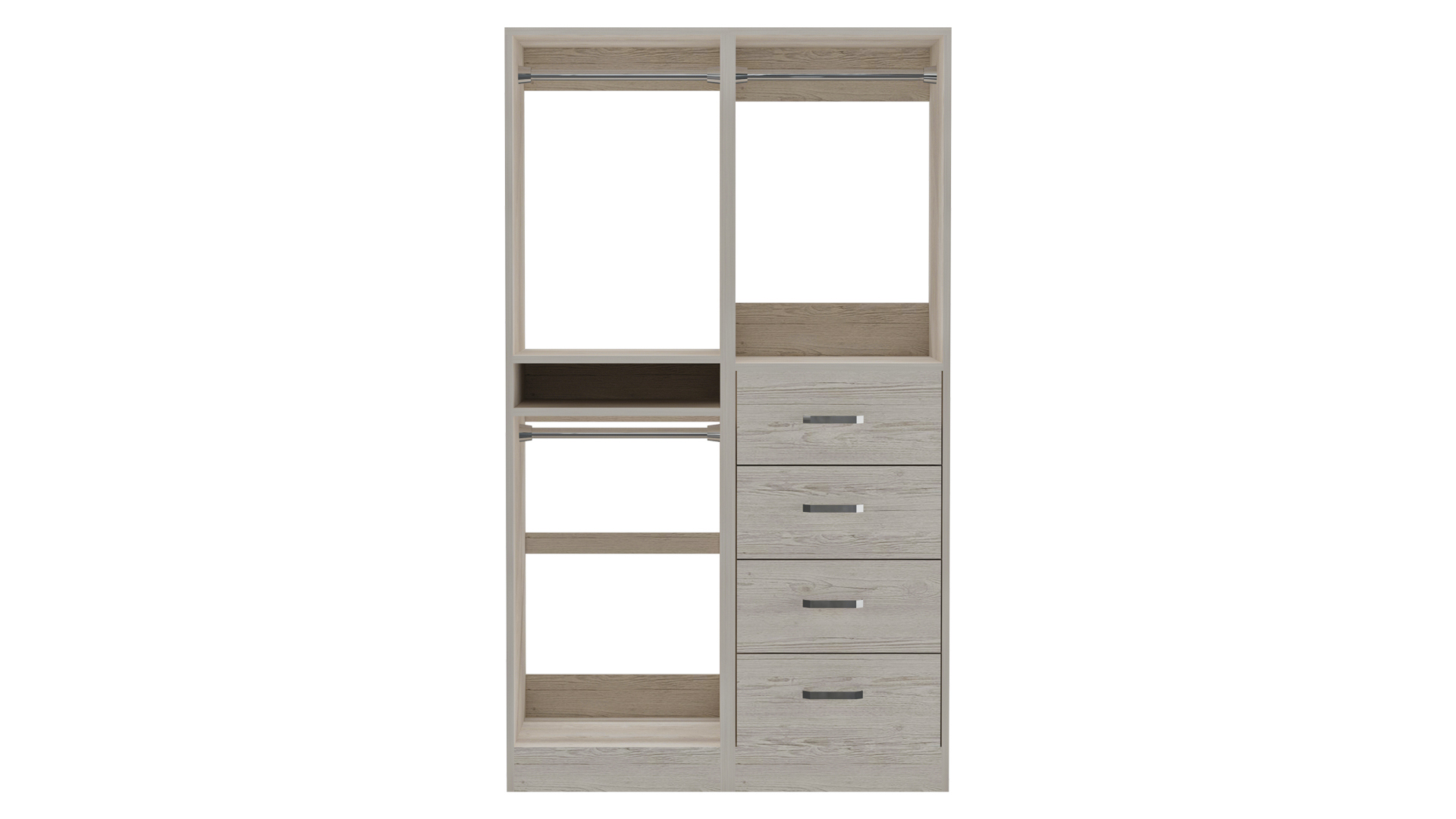 Closet System with Drawers Shelves Hanging Rods 3D Model