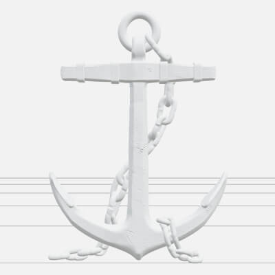 Admiralty Anchor Chain Heavy Iron Model Game Ready