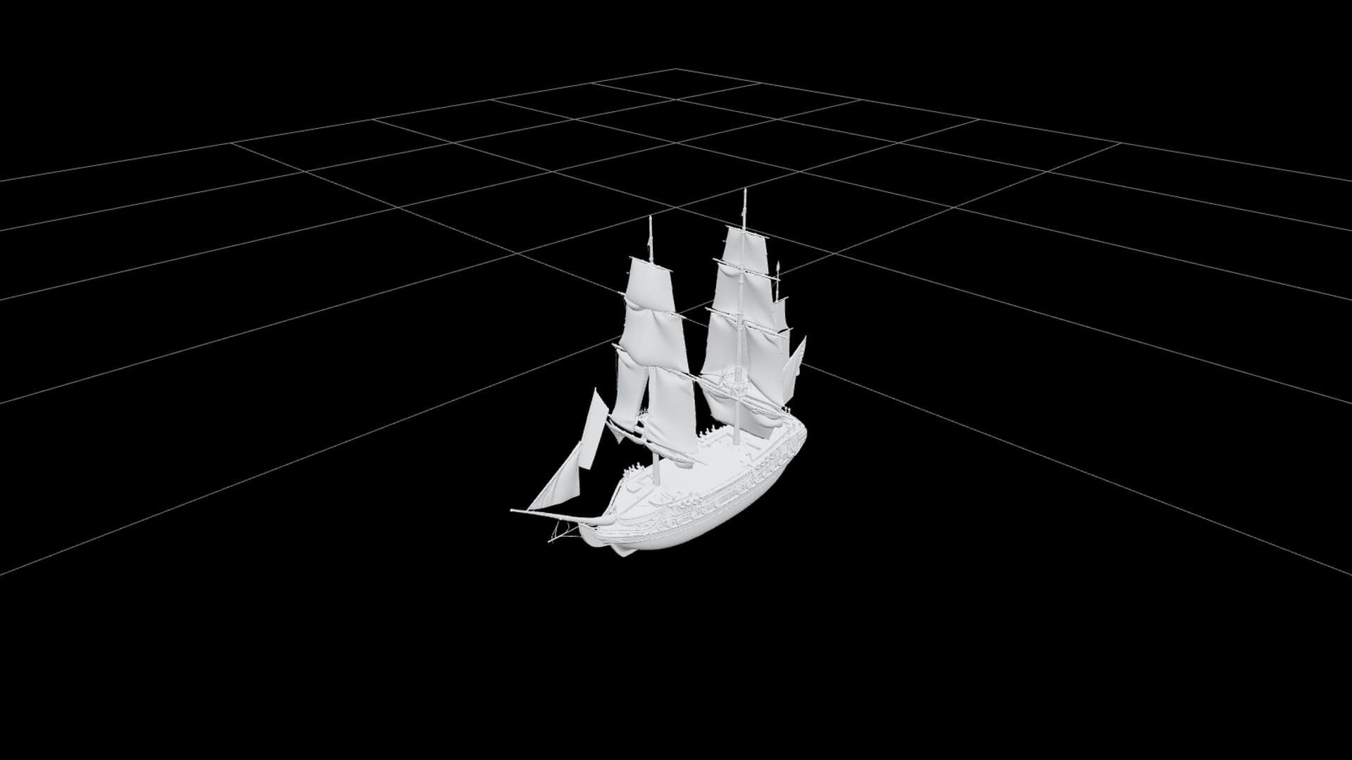 Age of Sail Naval Frigate Model Full Sails Copper Sheathed H 3D Model