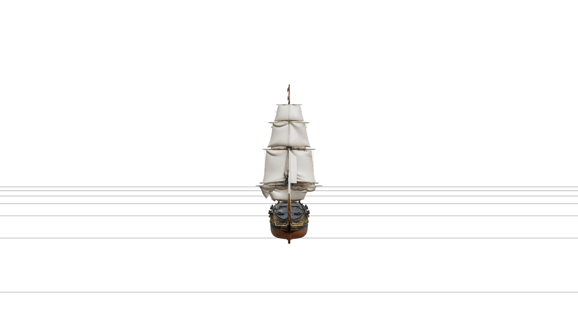 Age of Sail Naval Frigate Model Full Sails Copper Sheathed H 3D Model