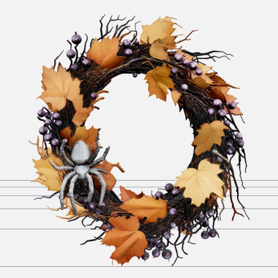 Autumn Wreath with Purple Berries and Silver Spider 3D Model