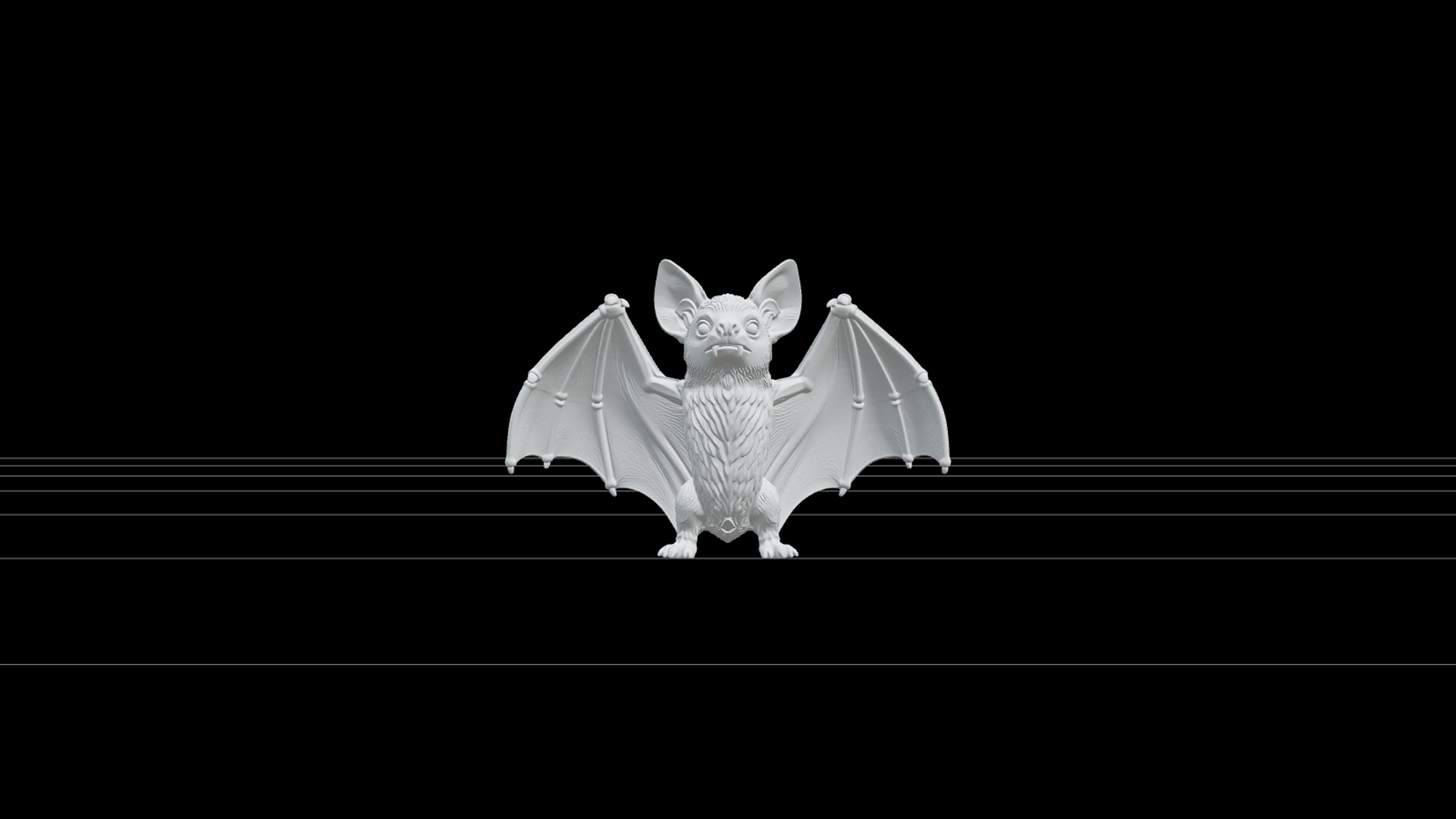 Bat Figurine with Burgundy Wings and Ivory Fangs 3D Model as 3D Model
