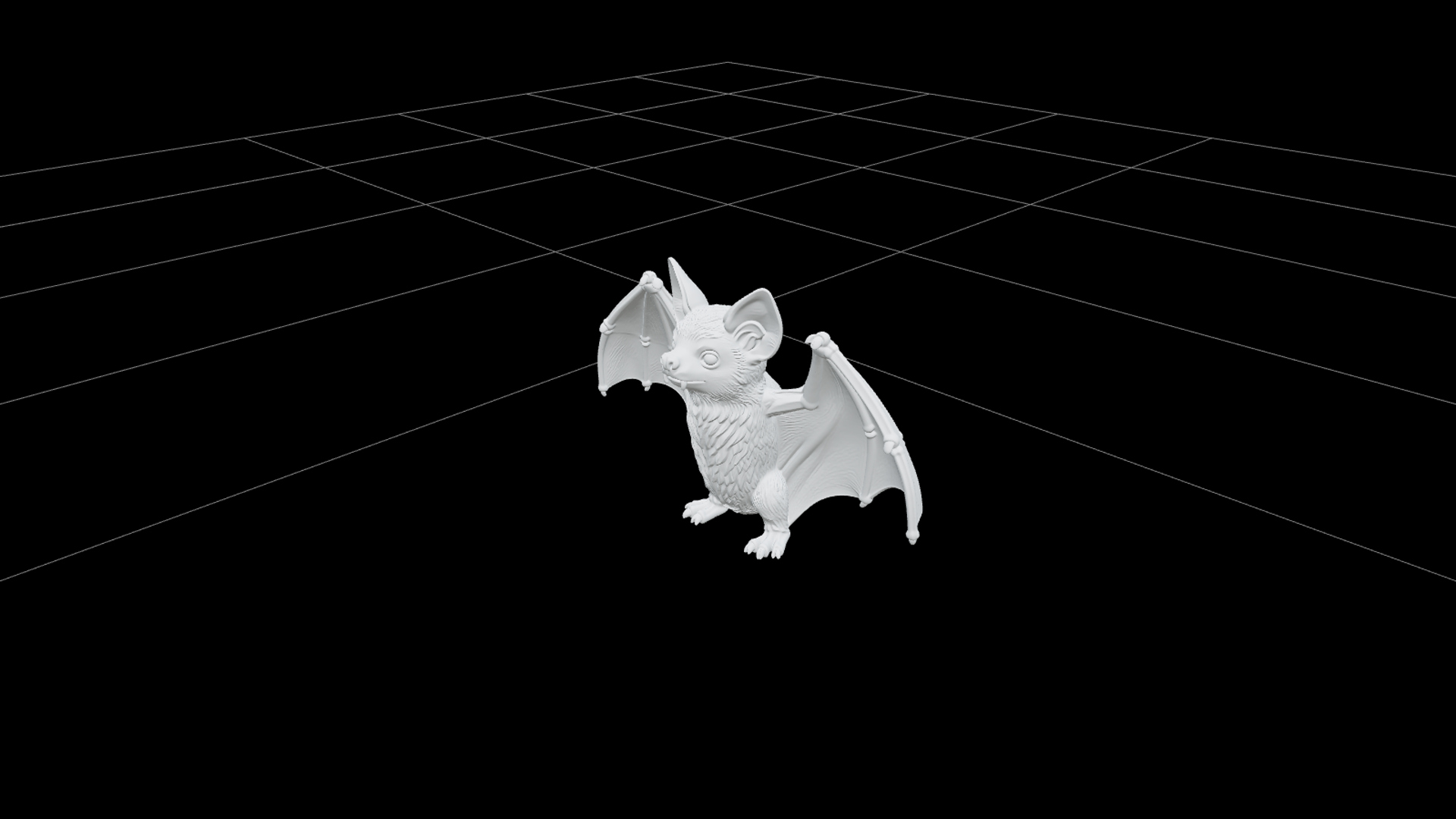 Bat Figurine with Burgundy Wings and Ivory Fangs 3D Model as 3D Model