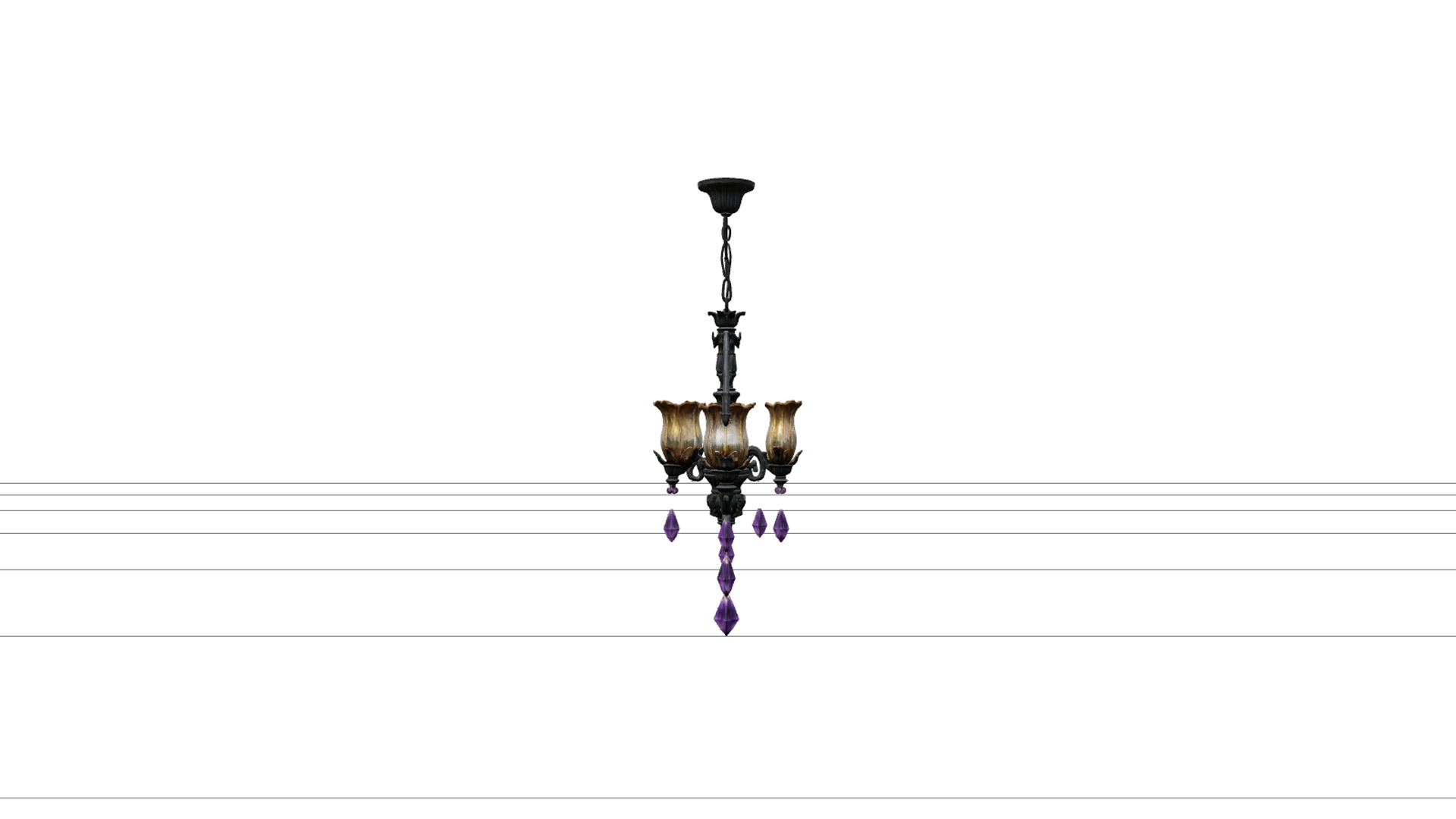 Bat Wing Chandelier with Amber Glass and Crystal Drops 3D Mo 3D Model