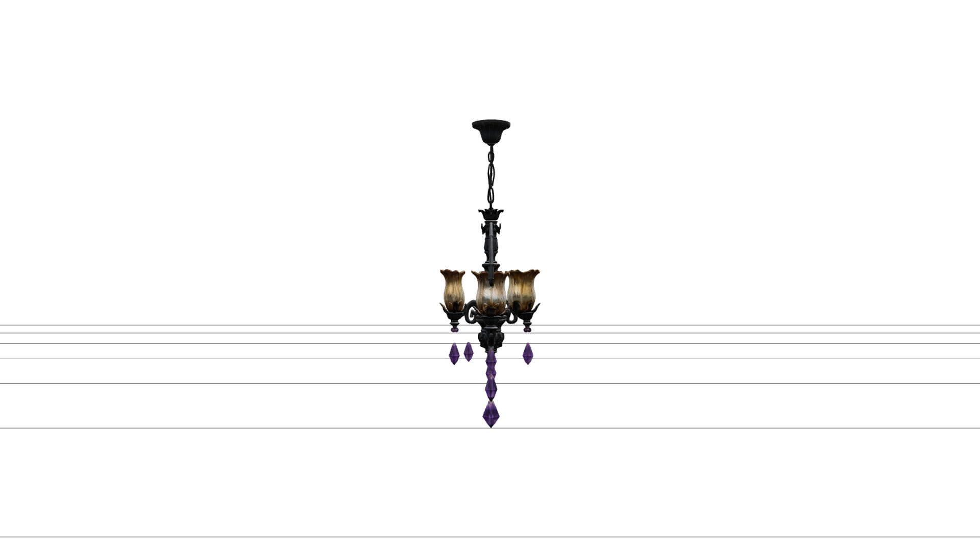 Bat Wing Chandelier with Amber Glass and Crystal Drops 3D Mo 3D Model