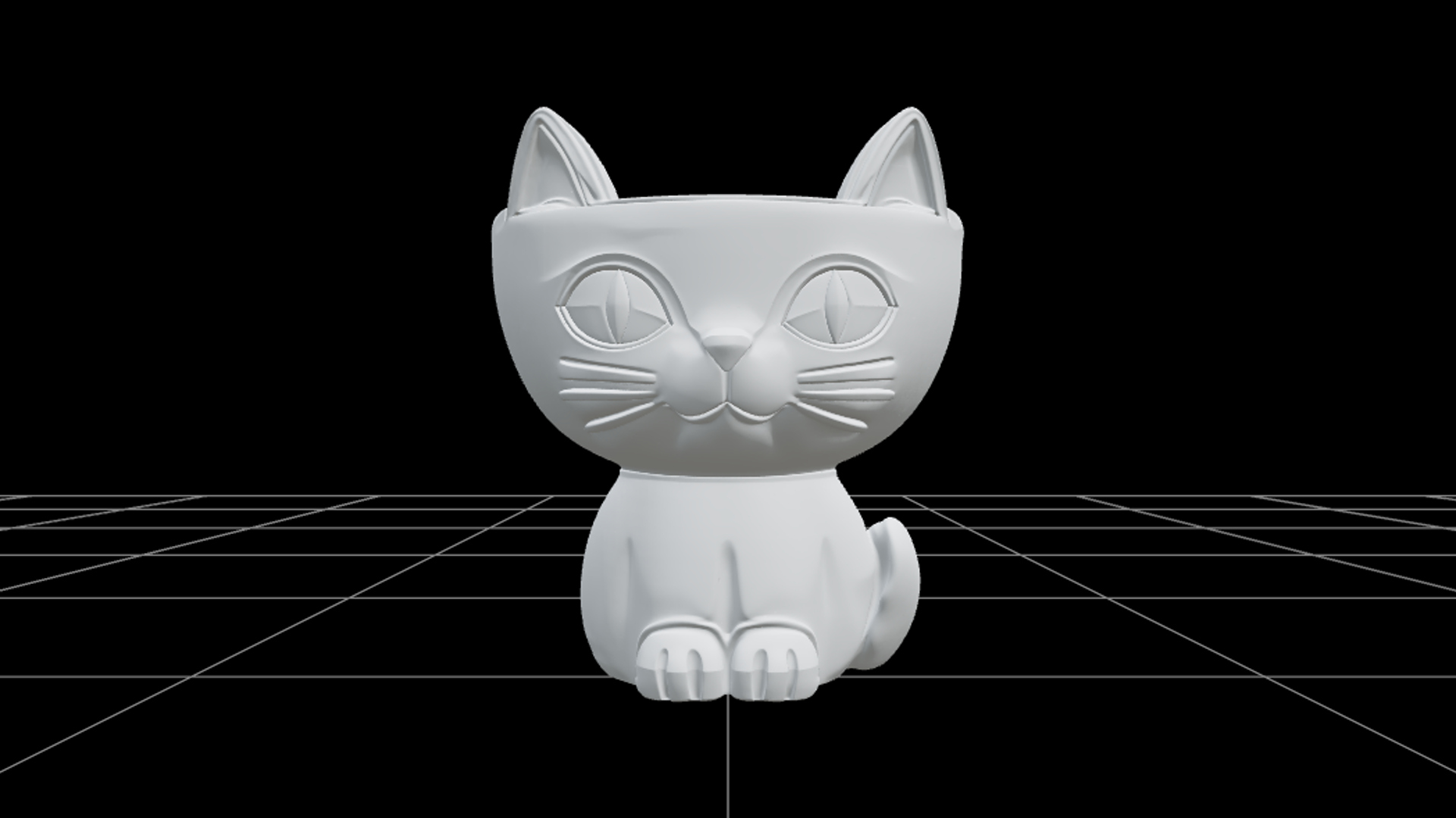 Black Cat Candy Bowl with Orange Glaze and Curled Tail 3D Mo 3D Model