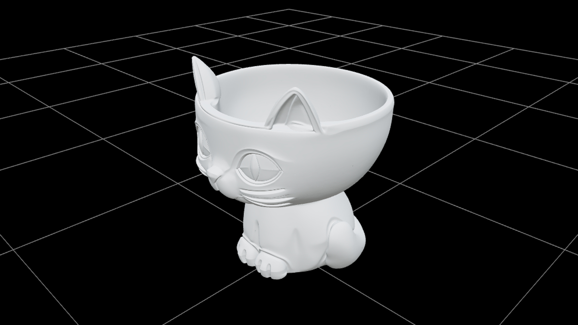 Black Cat Candy Bowl with Orange Glaze and Curled Tail 3D Mo 3D Model