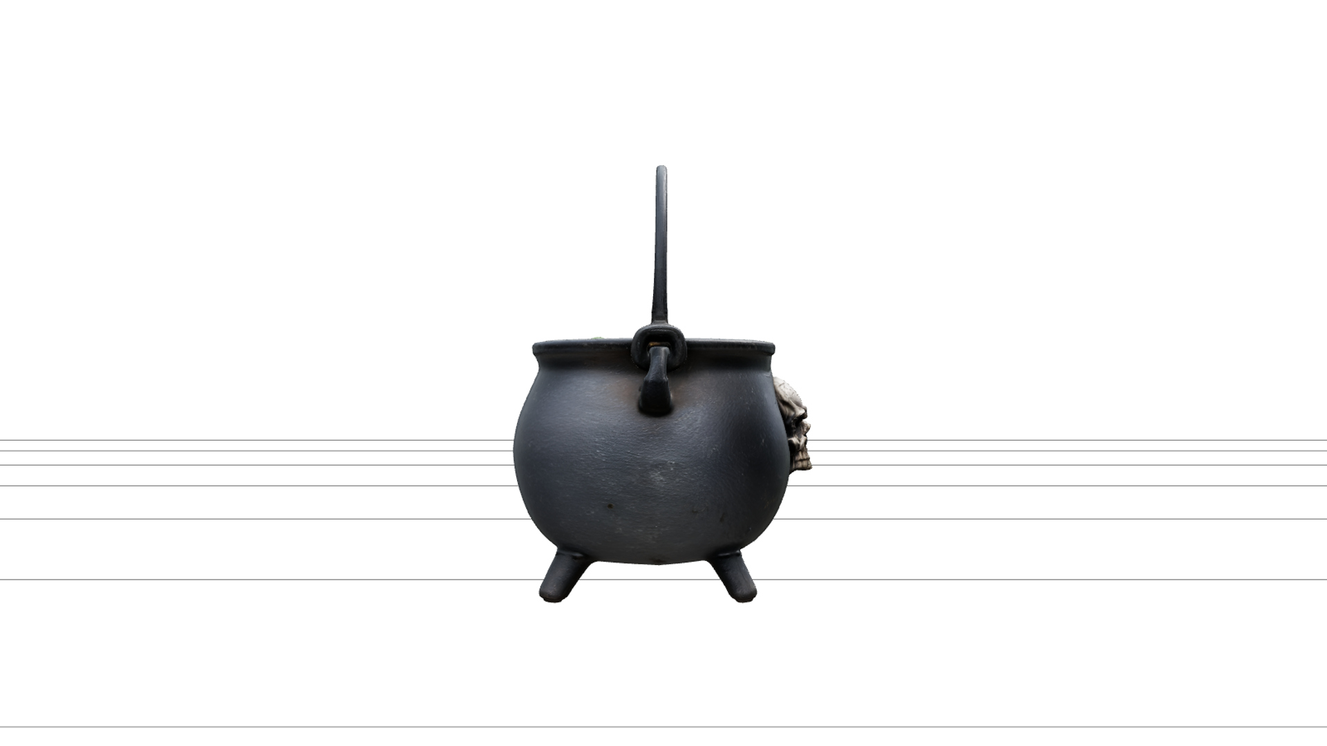 Black Iron Cauldron With Green Potion and Skull 3D Model 3D Model