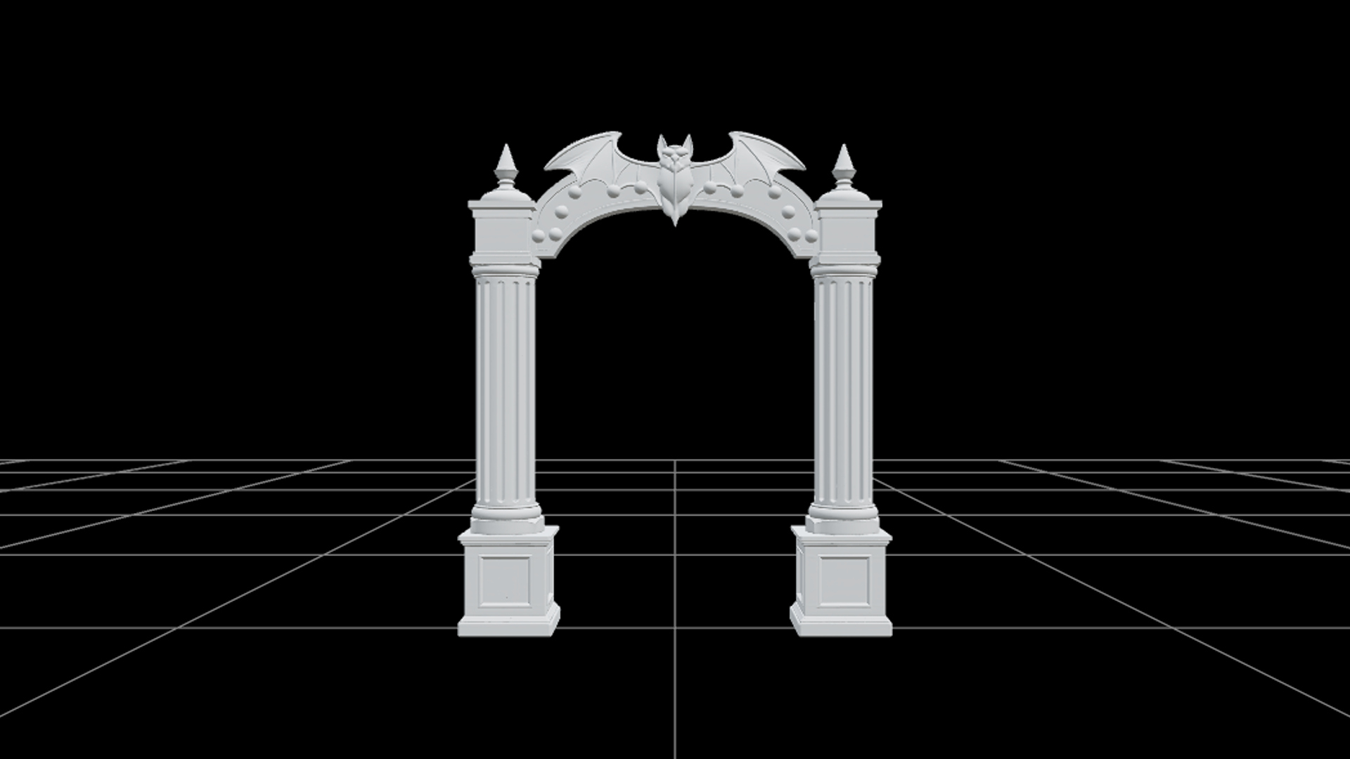 Carnival Arch with Bat Silhouette and Purple Lights 3D Model 3D Model
