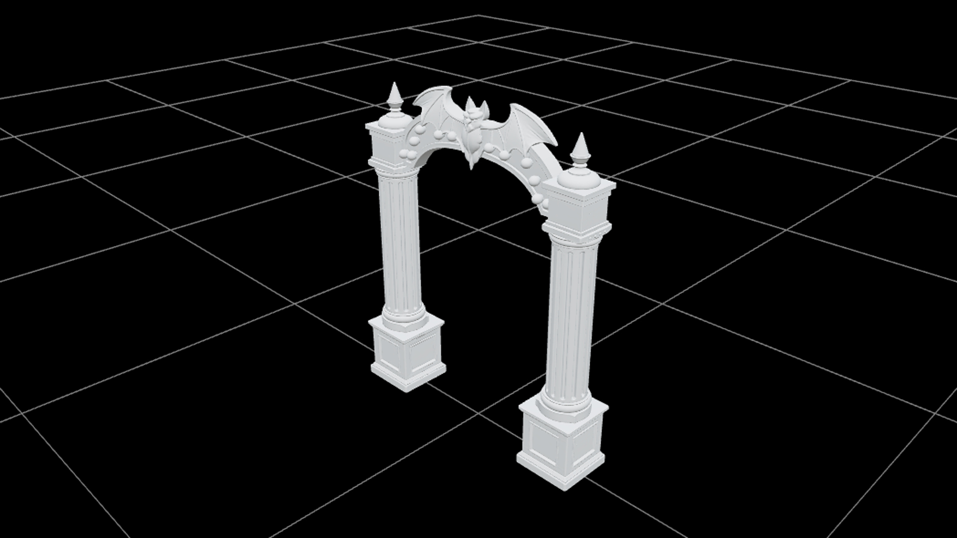 Carnival Arch with Bat Silhouette and Purple Lights 3D Model 3D Model
