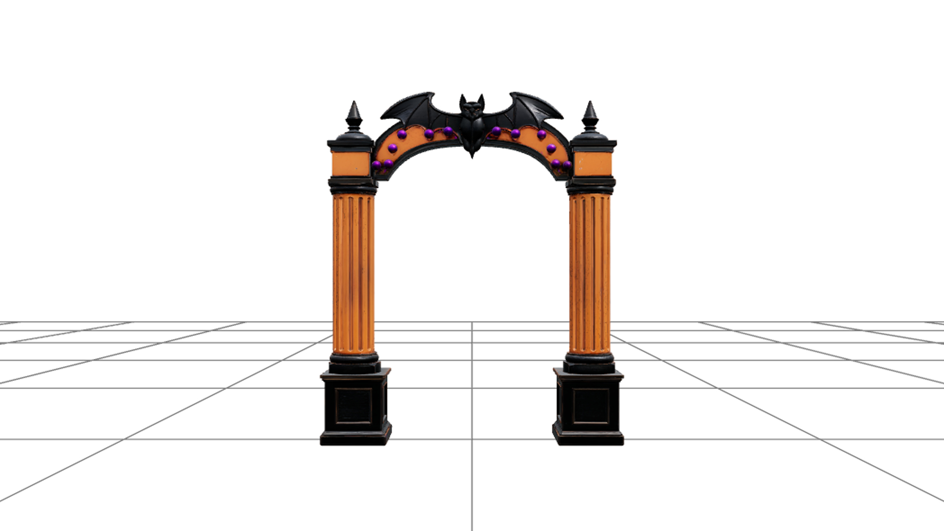 Carnival Arch with Bat Silhouette and Purple Lights 3D Model by 7DMax