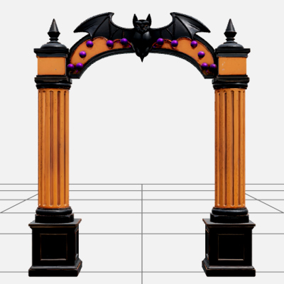 Carnival Arch with Bat Silhouette and Purple Lights 3D Model