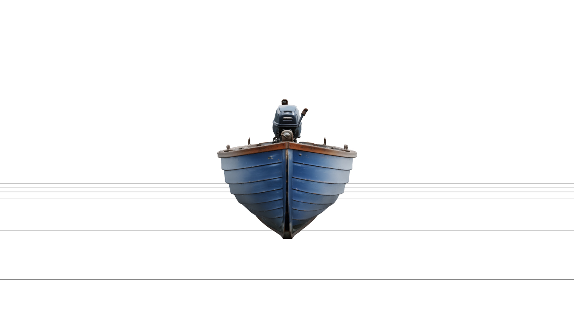 Classic Wooden Outboard Skiff 3D Model with Tiller Bench Sea 3D Model