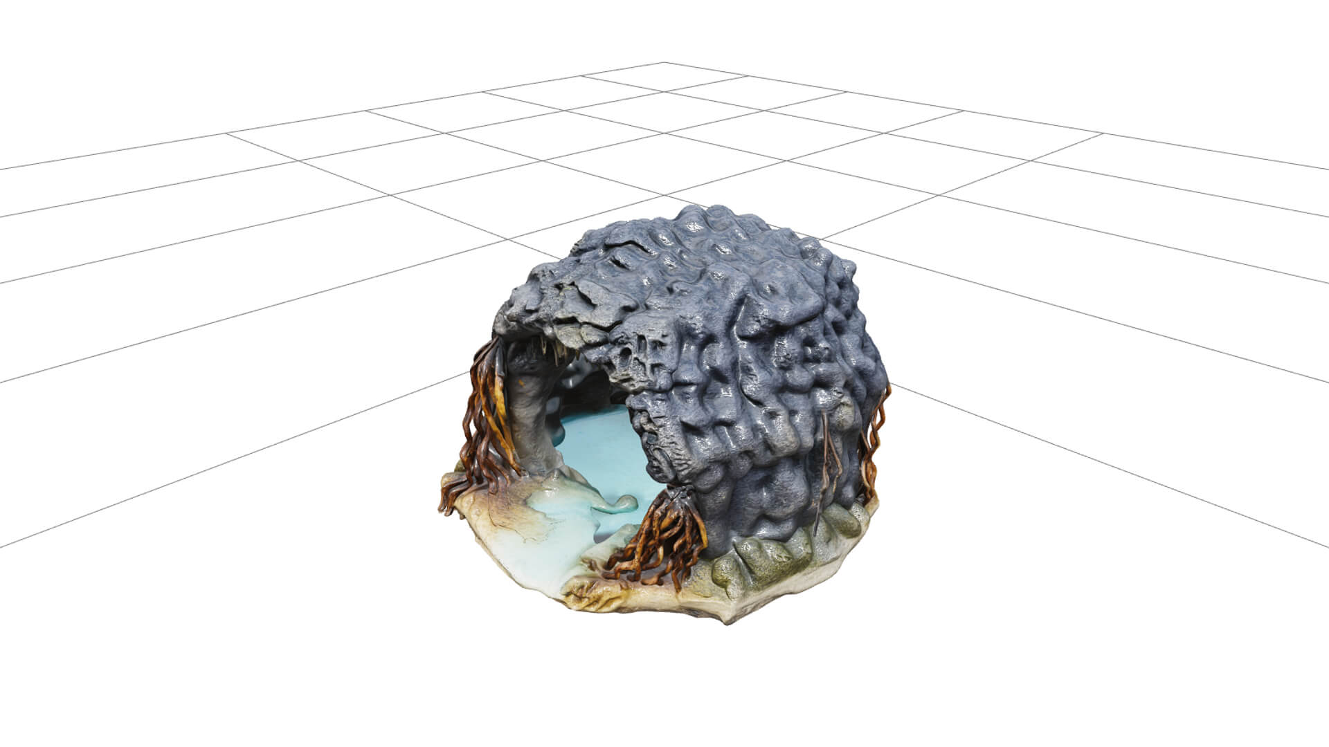 Coastal Sea Cave Arch Model Turquoise Water Stalactites 3D Model