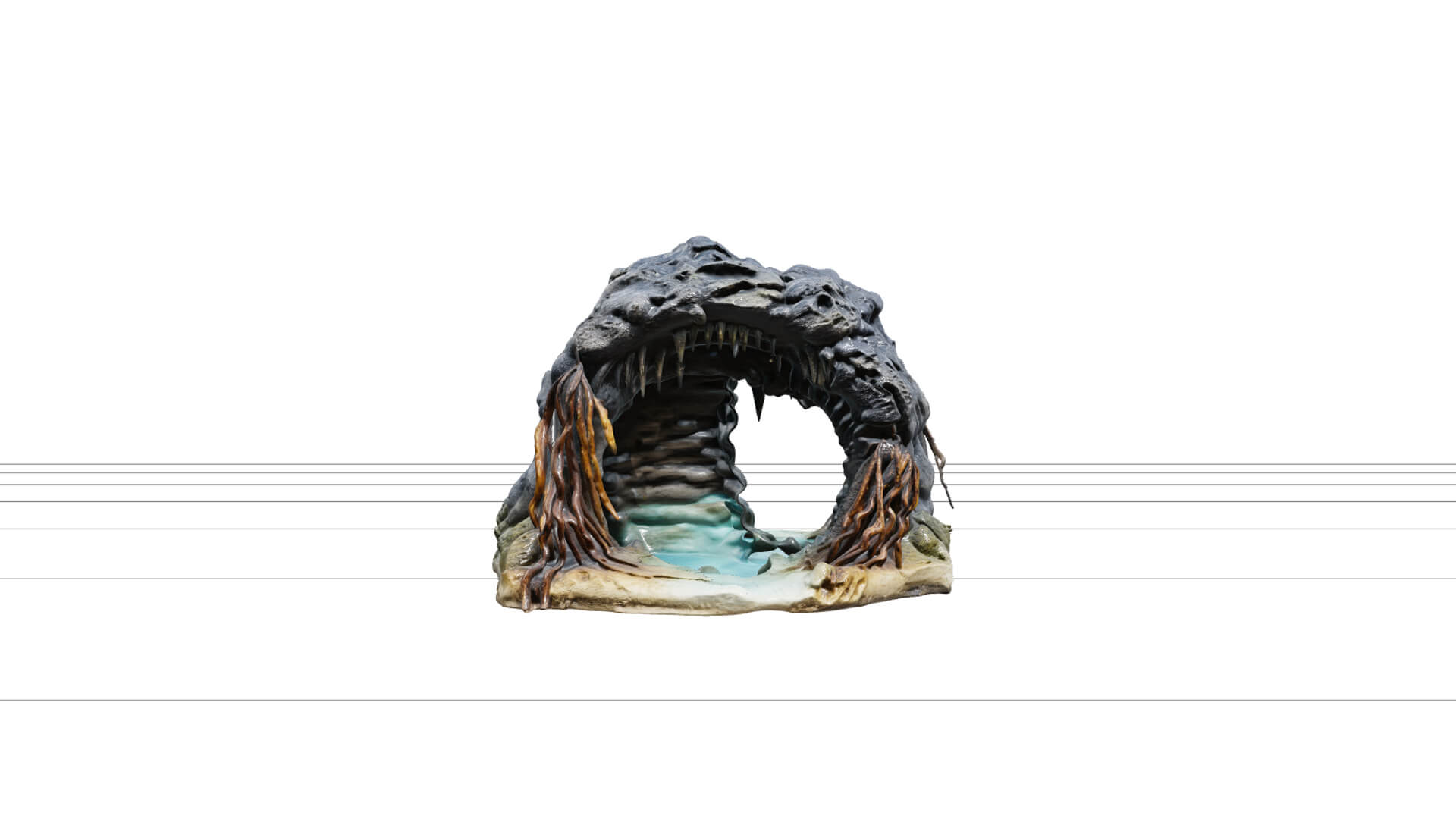 Coastal Sea Cave Arch Model Turquoise Water Stalactites 3D Model