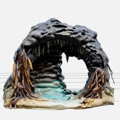 Coastal Sea Cave Arch Model Turquoise Water Stalactites