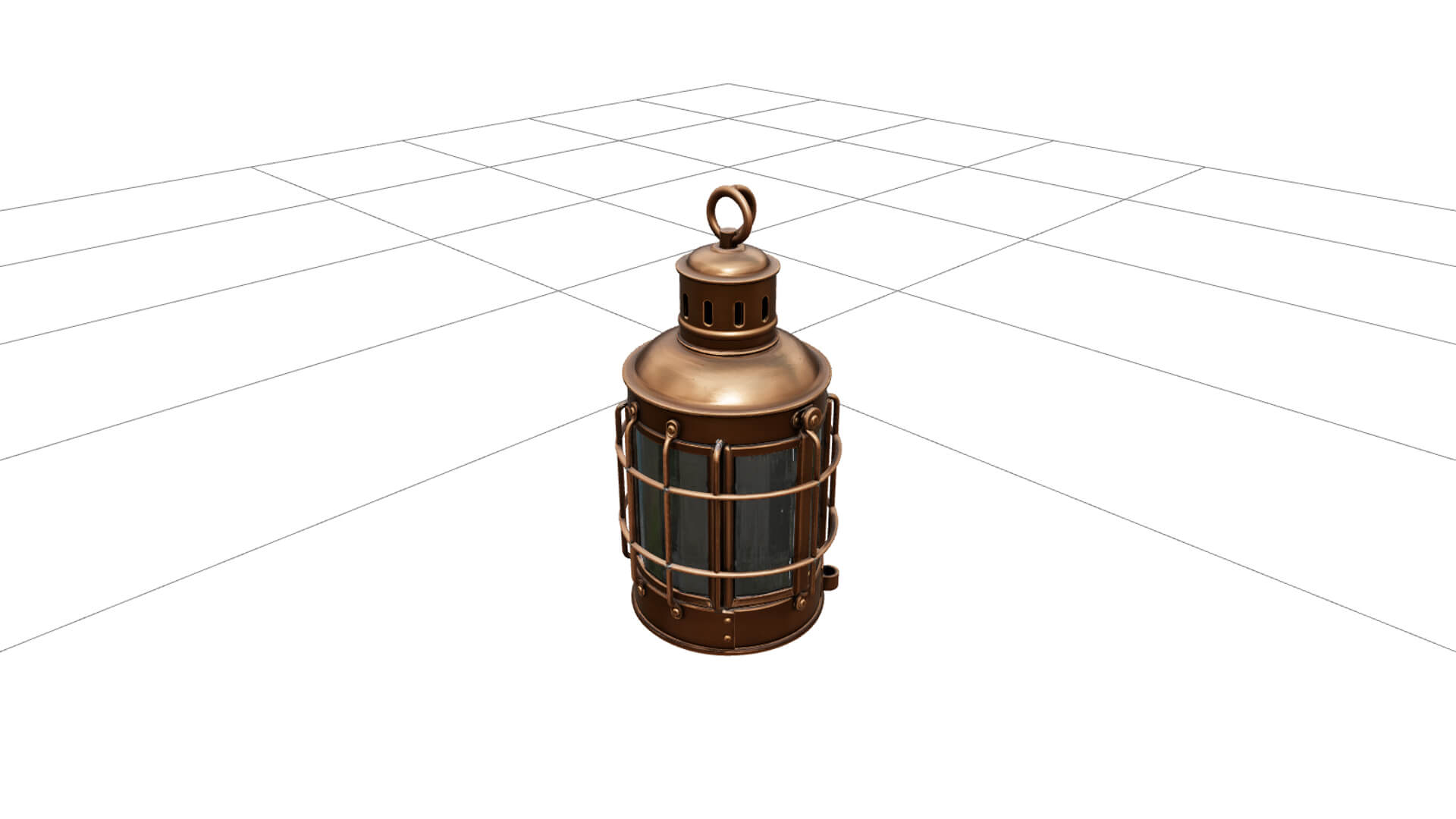 Copper Ship Lantern Model Glass Panes Vented Dome Carrying R 3D Model