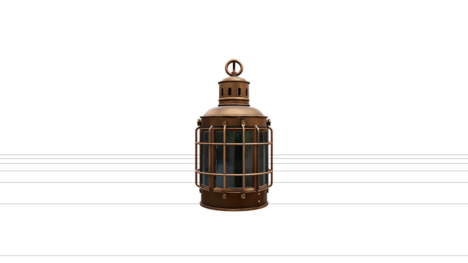 Copper Ship Lantern Model Glass Panes Vented Dome Carrying R 3D Model