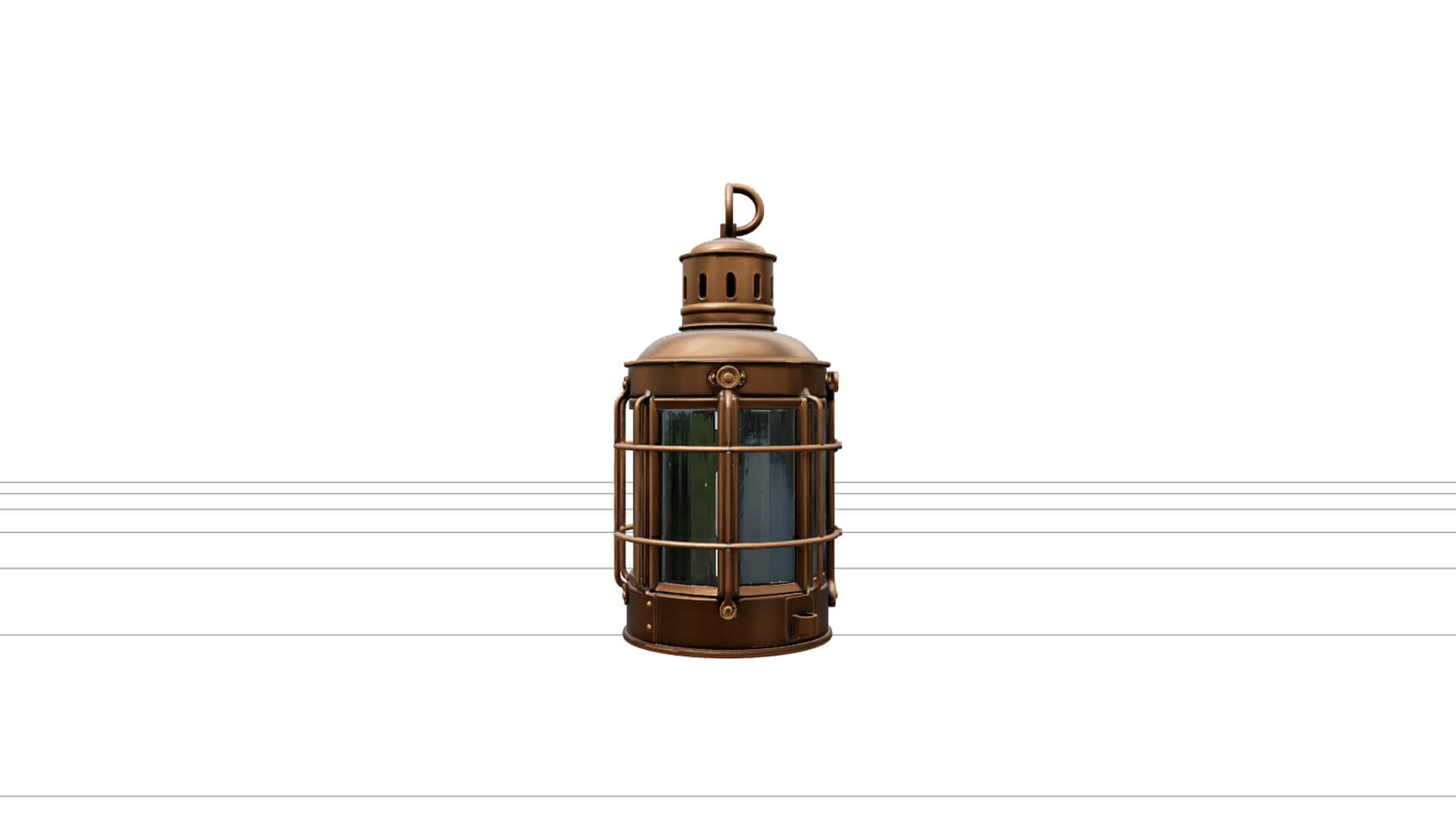 Copper Ship Lantern Model Glass Panes Vented Dome Carrying R 3D Model
