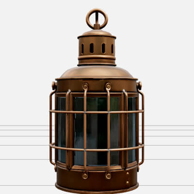 Copper Ship Lantern Model Glass Panes Vented Dome Carrying R