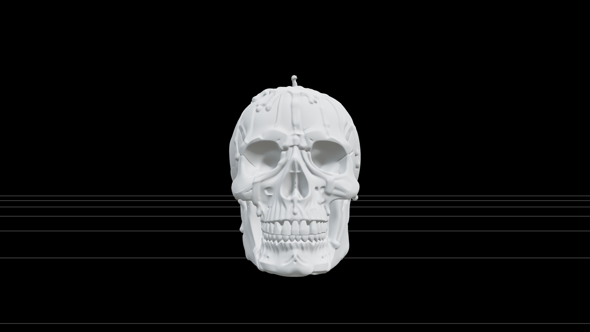 Cream Skull Candle with Red Wax Drips 3D Model Asset 3D Model