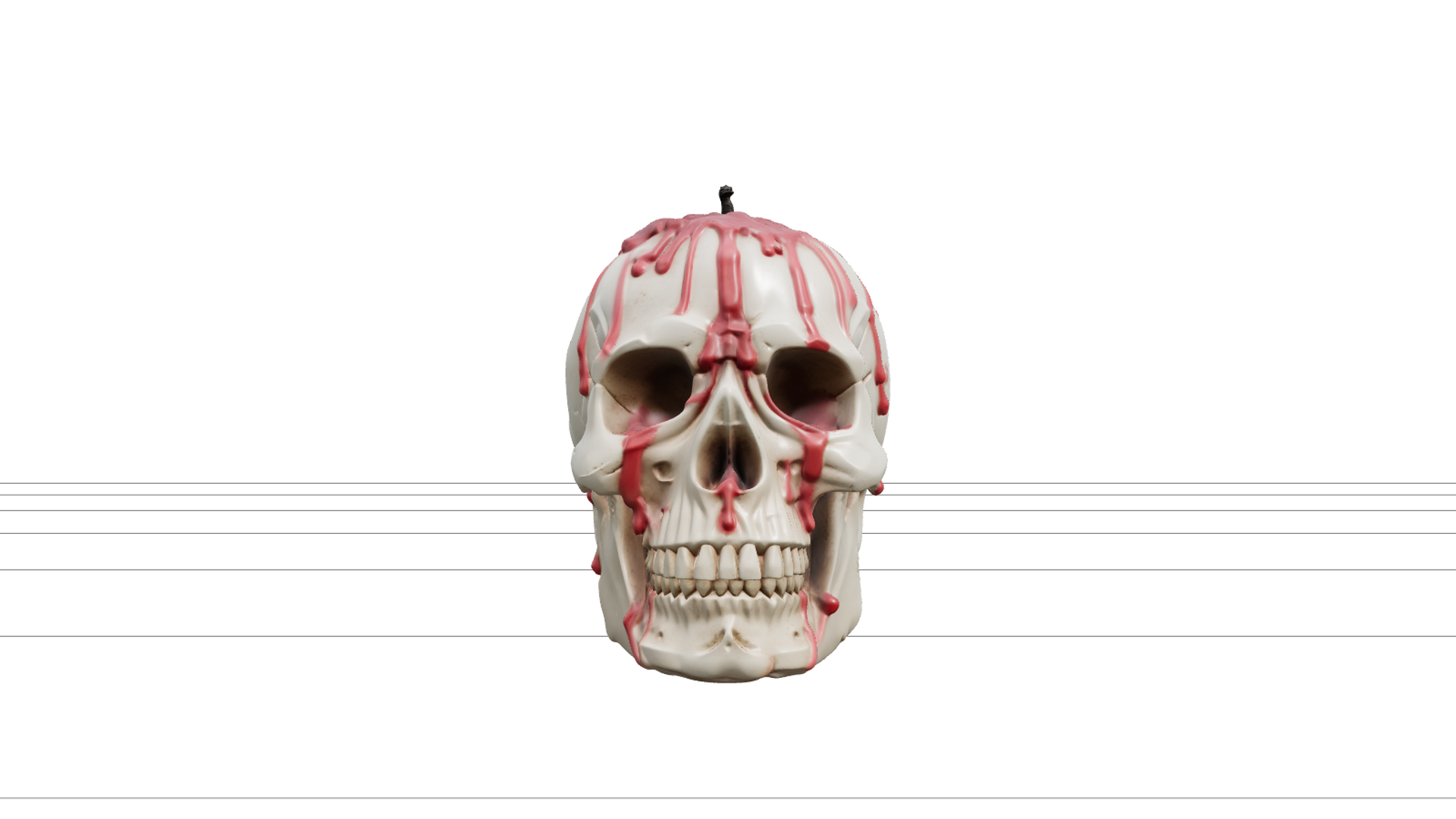 Cream Skull Candle with Red Wax Drips 3D Model Asset 3D Model