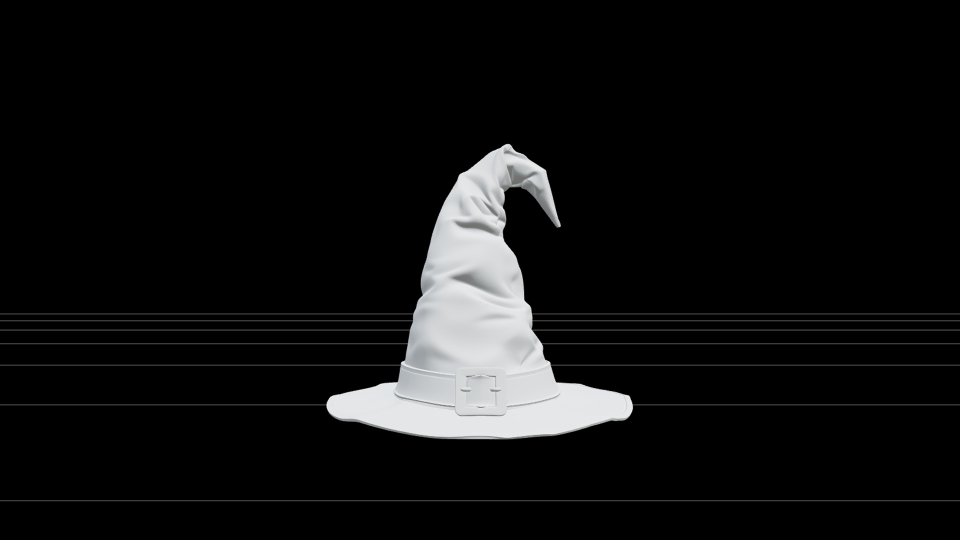 Crooked Witch Hat with Purple Band and Brass Buckle 3D Model 3D Model