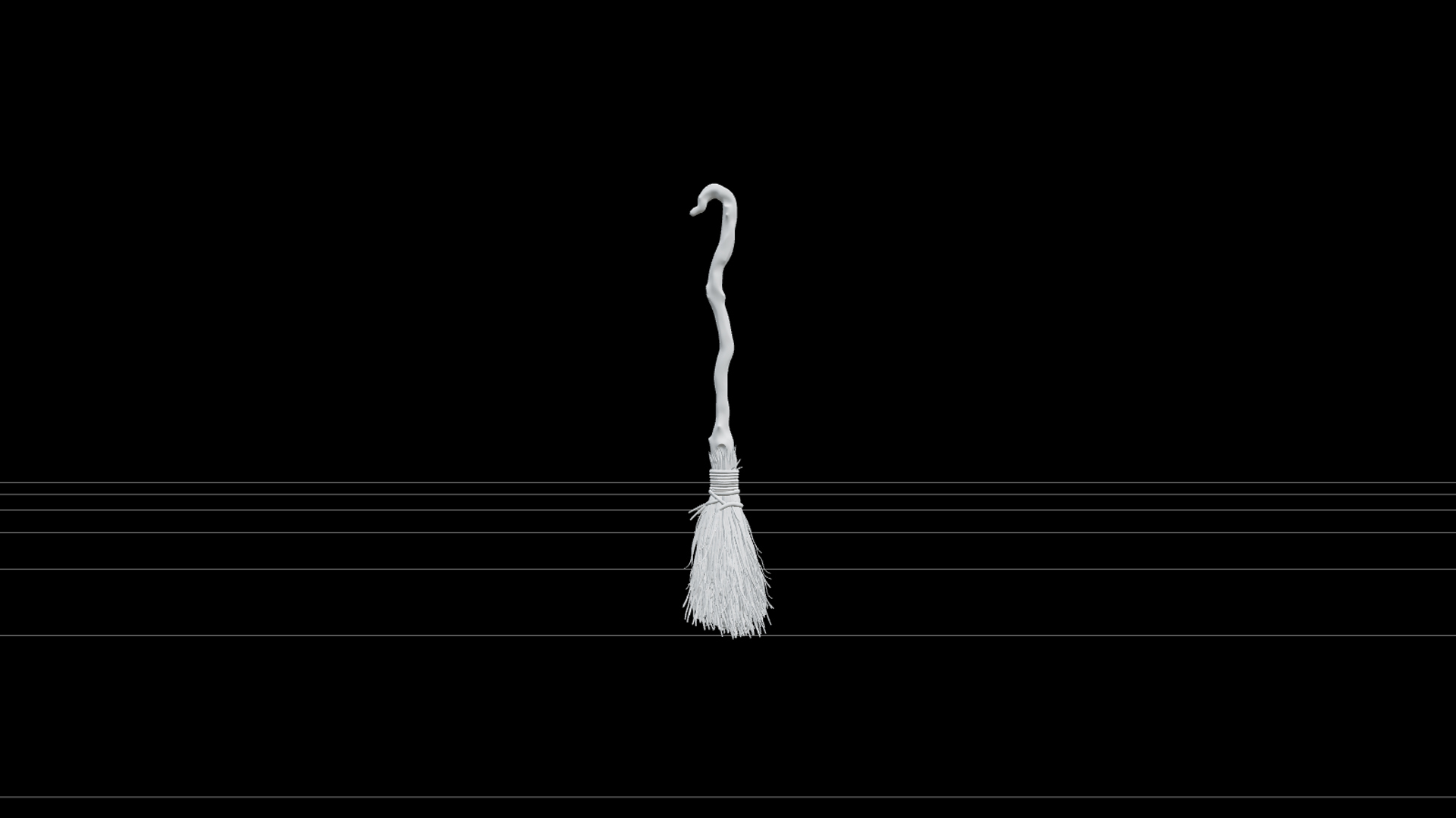 Crooked Witchs Broom with Purple Binding 3D Model 3D Model
