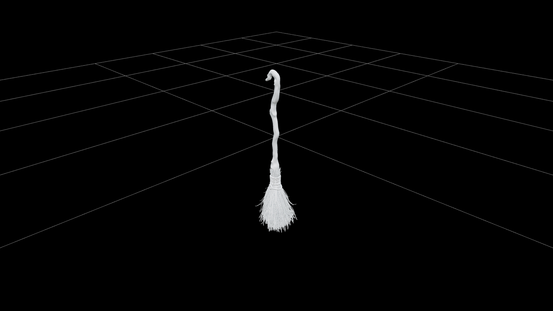 Crooked Witchs Broom with Purple Binding 3D Model 3D Model