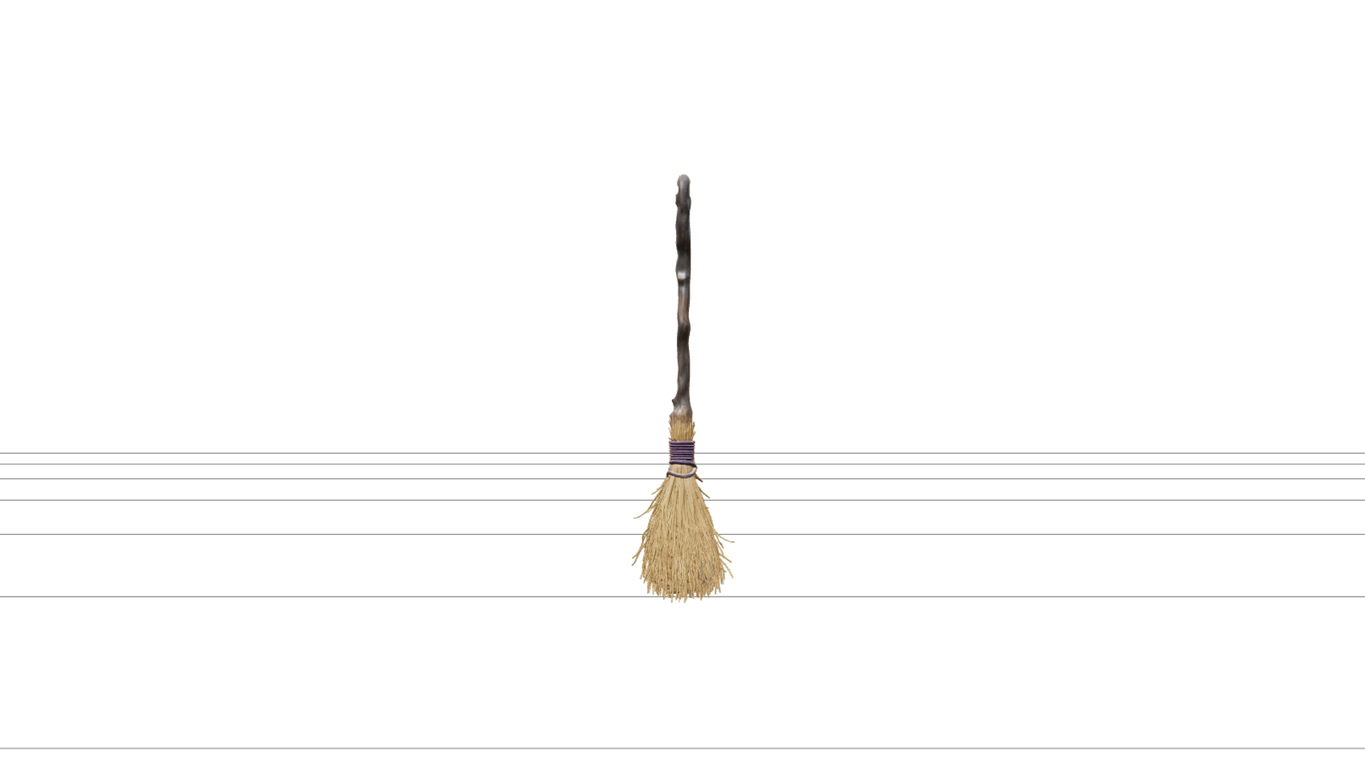 Crooked Witchs Broom with Purple Binding 3D Model 3D Model