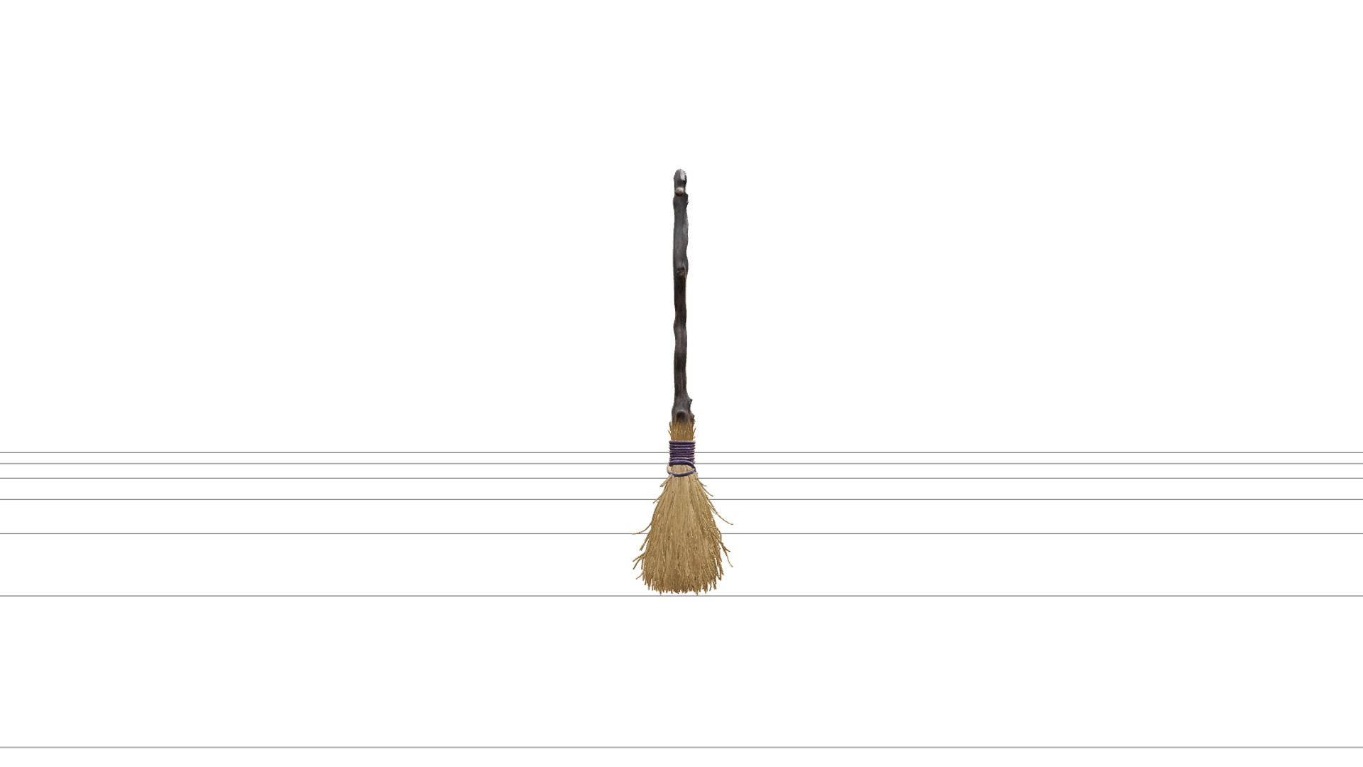 Crooked Witchs Broom with Purple Binding 3D Model 3D Model