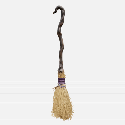 Crooked Witch's Broom with Purple Binding 3D Model